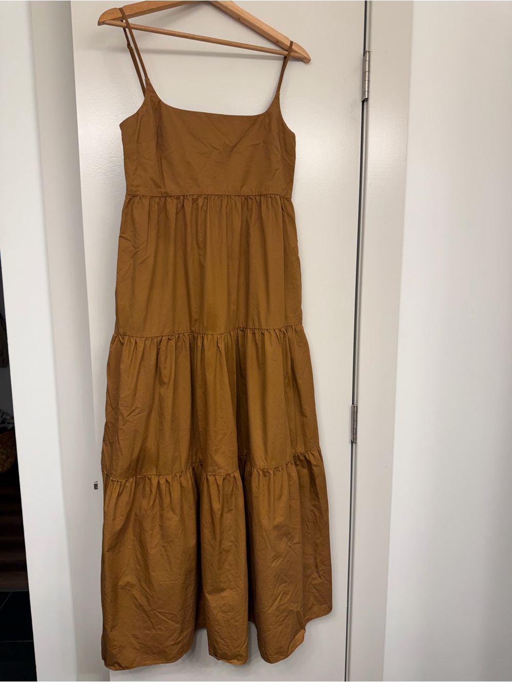 Zara Strapless Tiered Maxi Dress in Caramel Brown